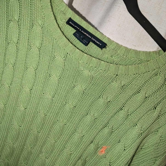 Blue Label Ralph Lauren Sport Cableknit Green 100% Cotton Sweater - Picture 3 of 4
